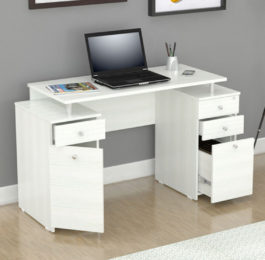 White Writing Desk with Drawers