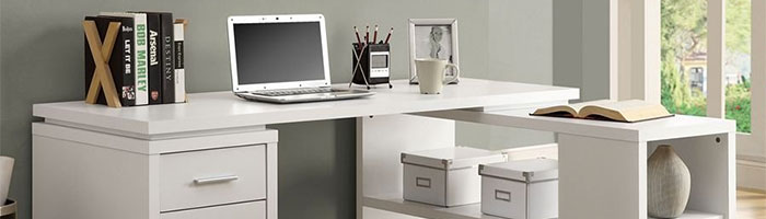 White Writing Desk with Drawers & Storage