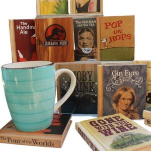 Punny Book Shaped Coasters Mother's Day Gift for Readers